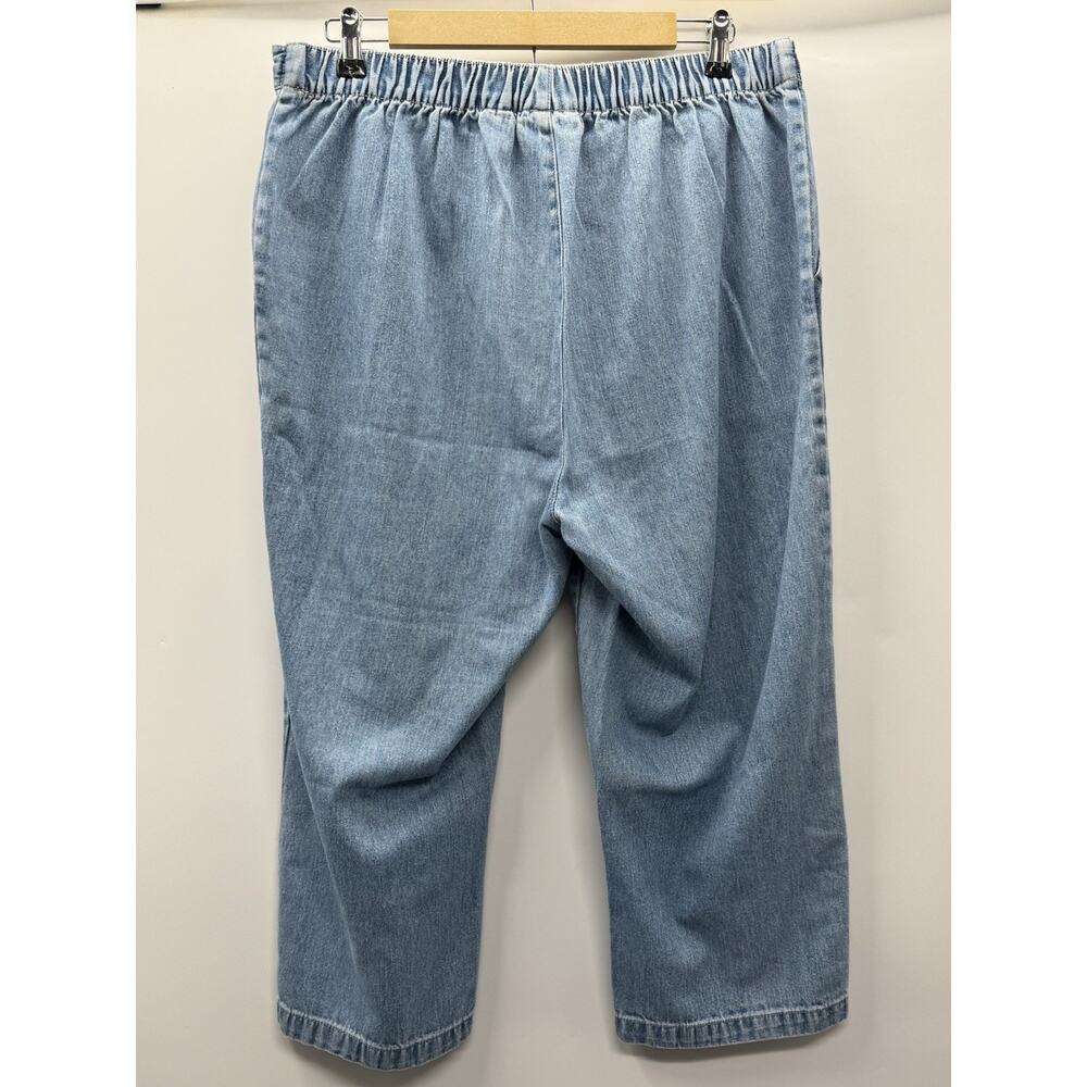 Paradise Bay Denim Capri Pants Women Size 16 Light Wash Pull On Elastic Waist - Picture 2 of 11